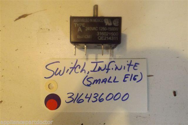 FRIDIGDARE STOVE 316436000 Switch,infinite ,small Element USED PART FRIDIGDARE STOVE 316436000 Switch,infinite ,small Element USED PART